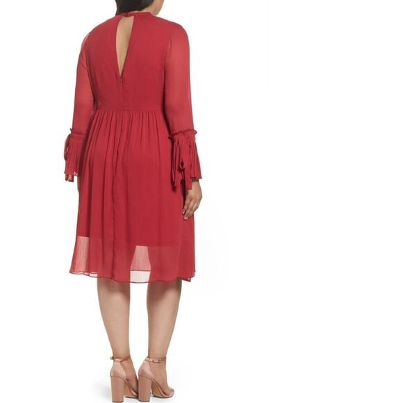 NWT LOST INK Pink Pleat Cuff Fit & Flare Dress 4X - Picture 7 of 11